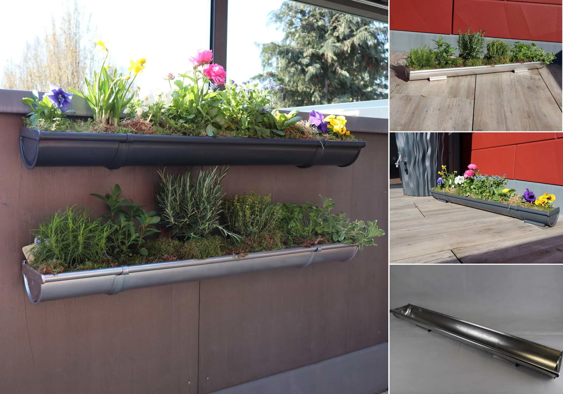Pflanzrinne - Dachrinne als Blumenkasten