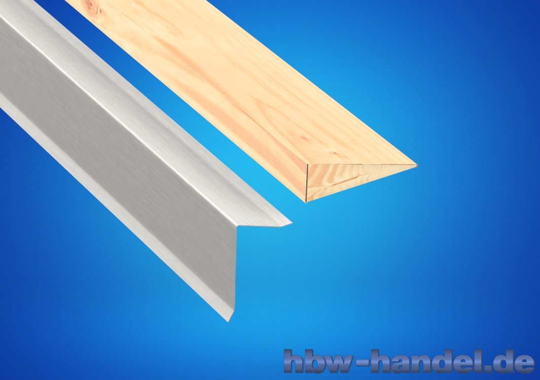 Ortgangblech Aluminium natur für Flachdach / Holzkeilbohle