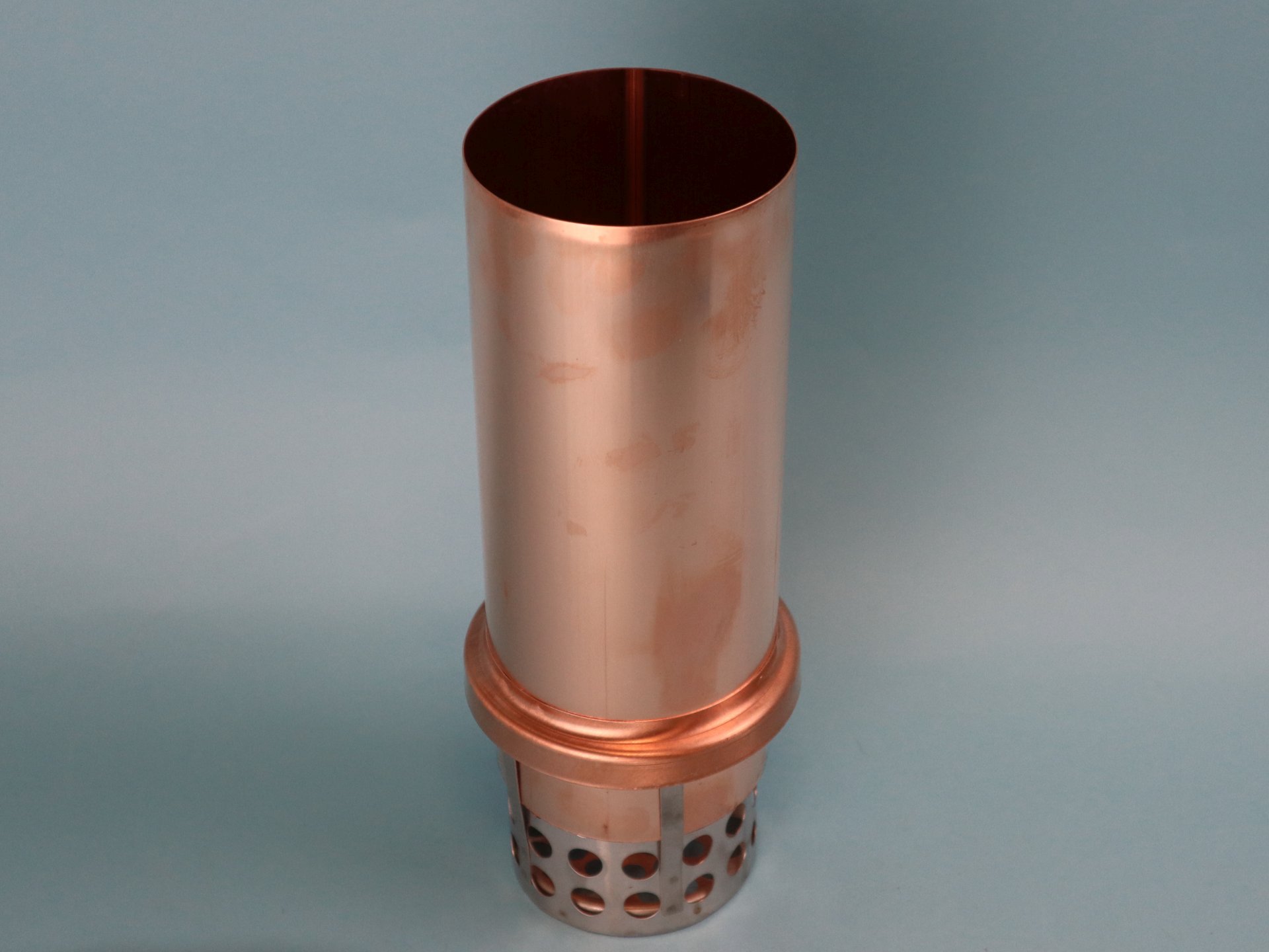 Schiebemuffe mit Laubkorb Reinigungsrohr  Kupfer 100 mm