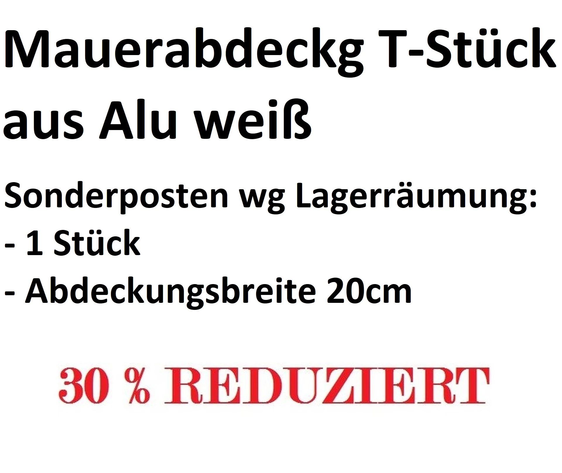 Pfeilerabdeckung in Aluminium weiß, Abdeckungsbreite 20cm