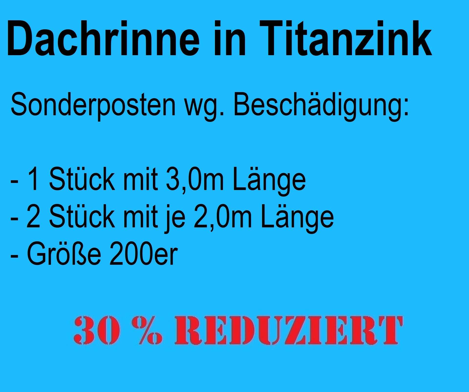 Restposten 7m Dachrinne Titanzink 200er bzw. RG 80