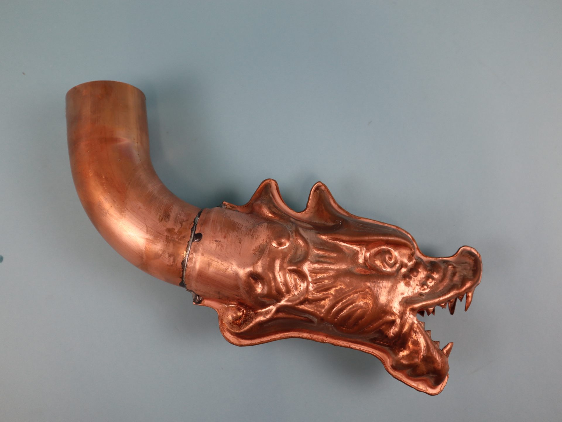 Wasserspeier Drachenkopf mit Bogen - Kupfer