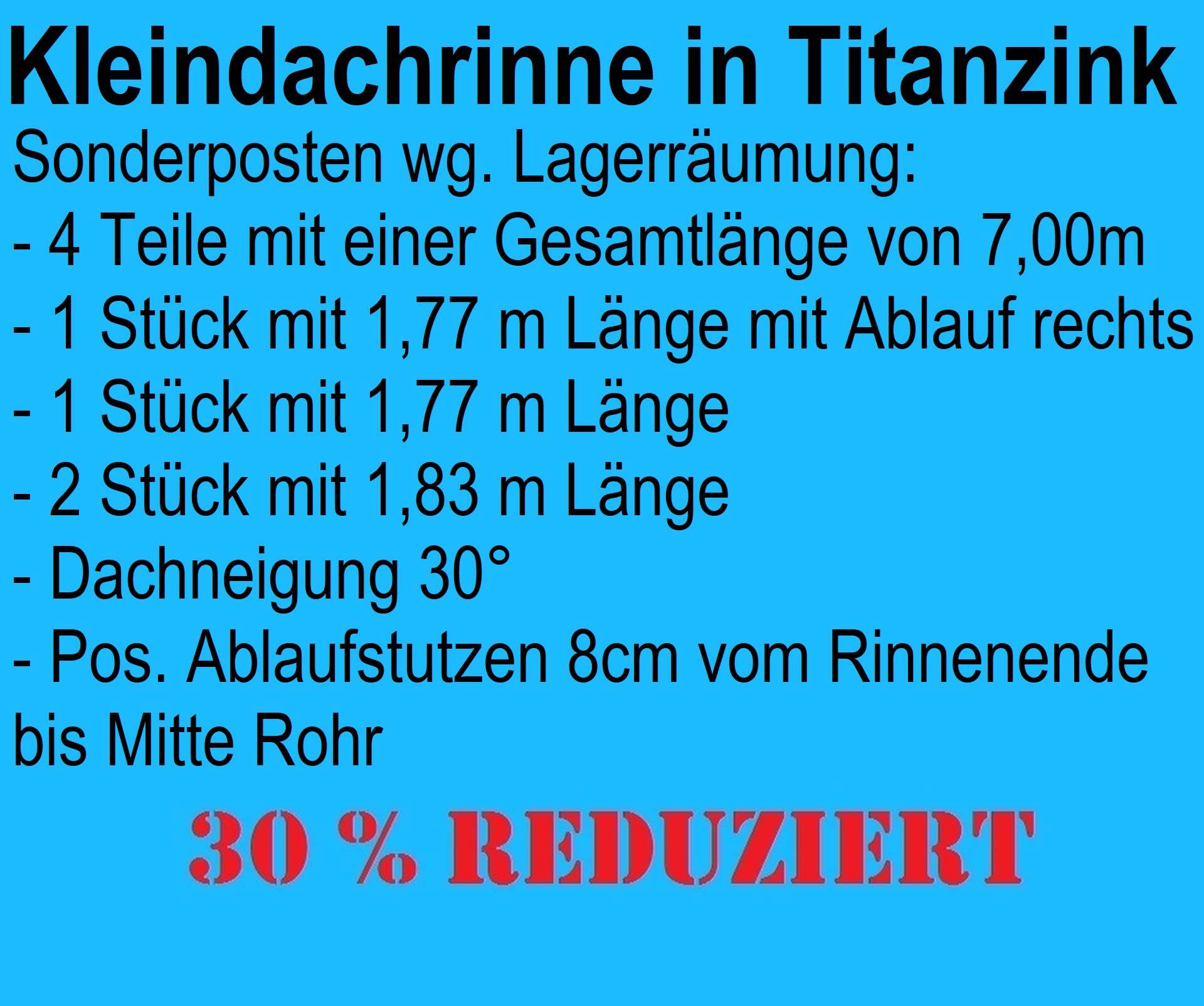 Restposten Kleindachrinne Titanzink / 7m Gesamtlänge