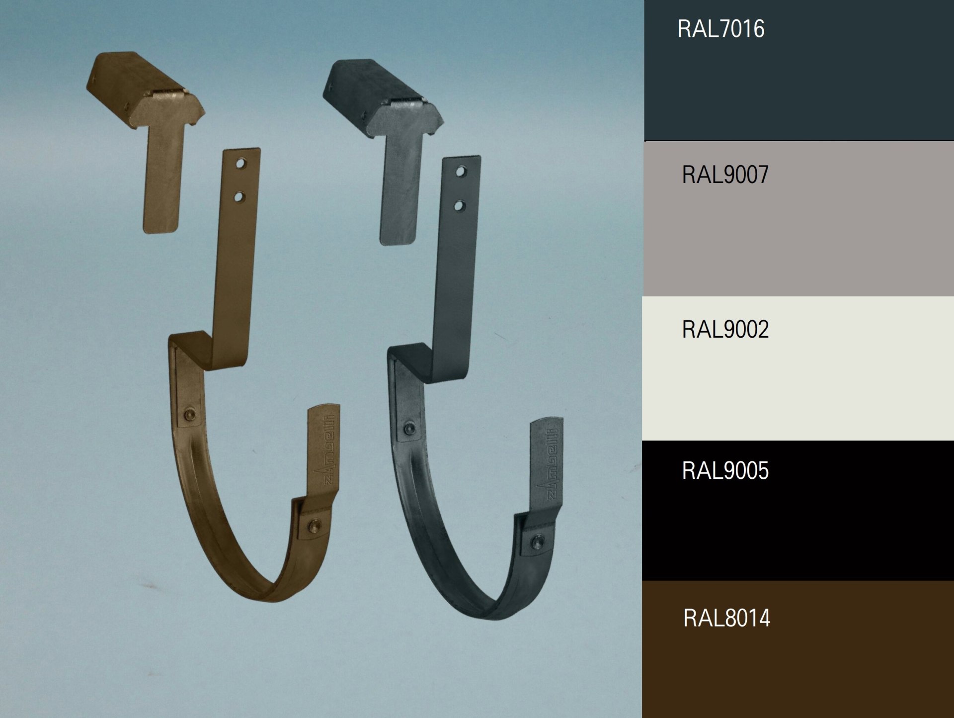 Rinnenhalter / Rinnenhaken - Set für Sandwichpaneele FARBIG Rinnenhalter / Rinnenhaken - Set für Sandwichpaneele FARBIG