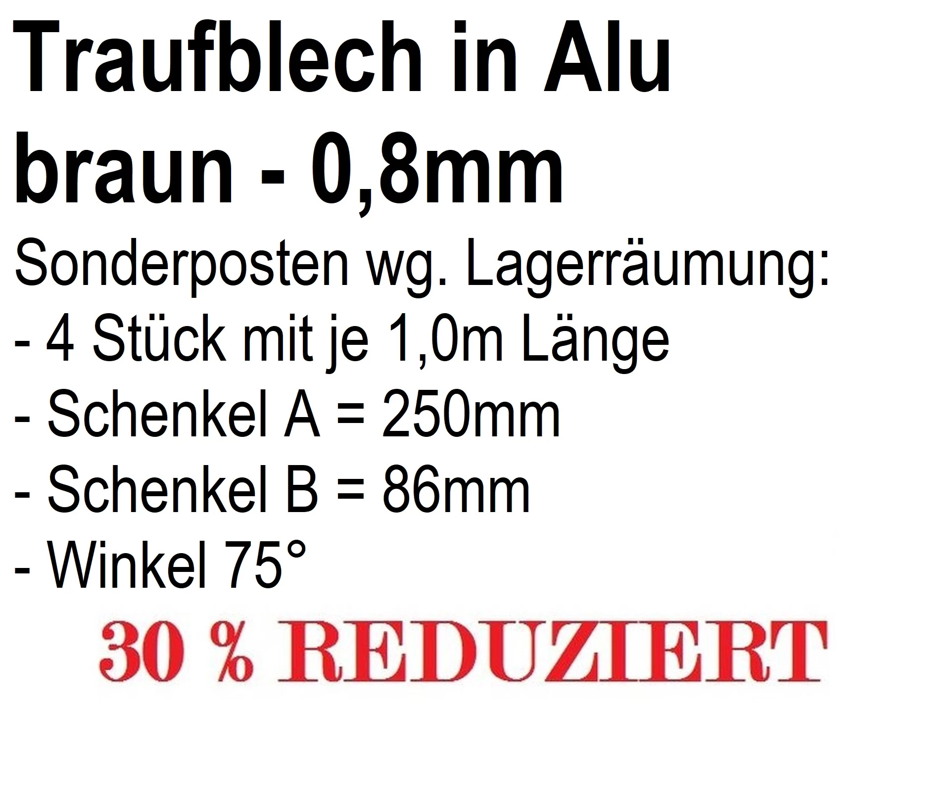 Restposten 4m Traufblech Aluminium braun