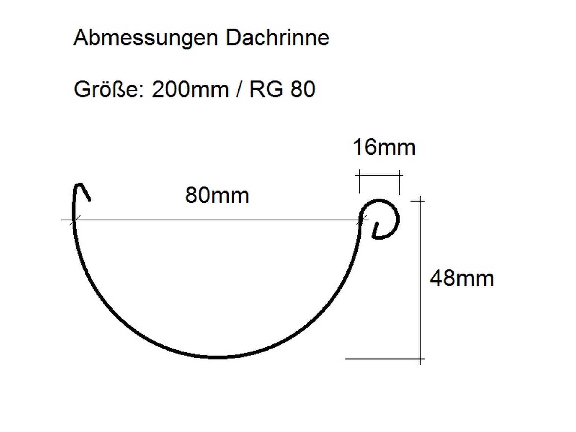 Dachrinne Aluminium 5m halbrund, Dachrinnen