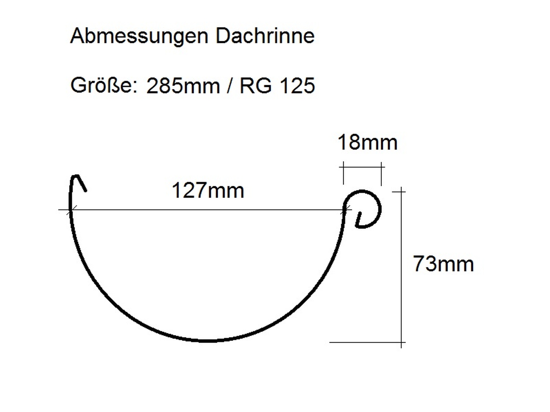 Dachrinne halbrund Aluminium, 3m lang, Größe auswählbar