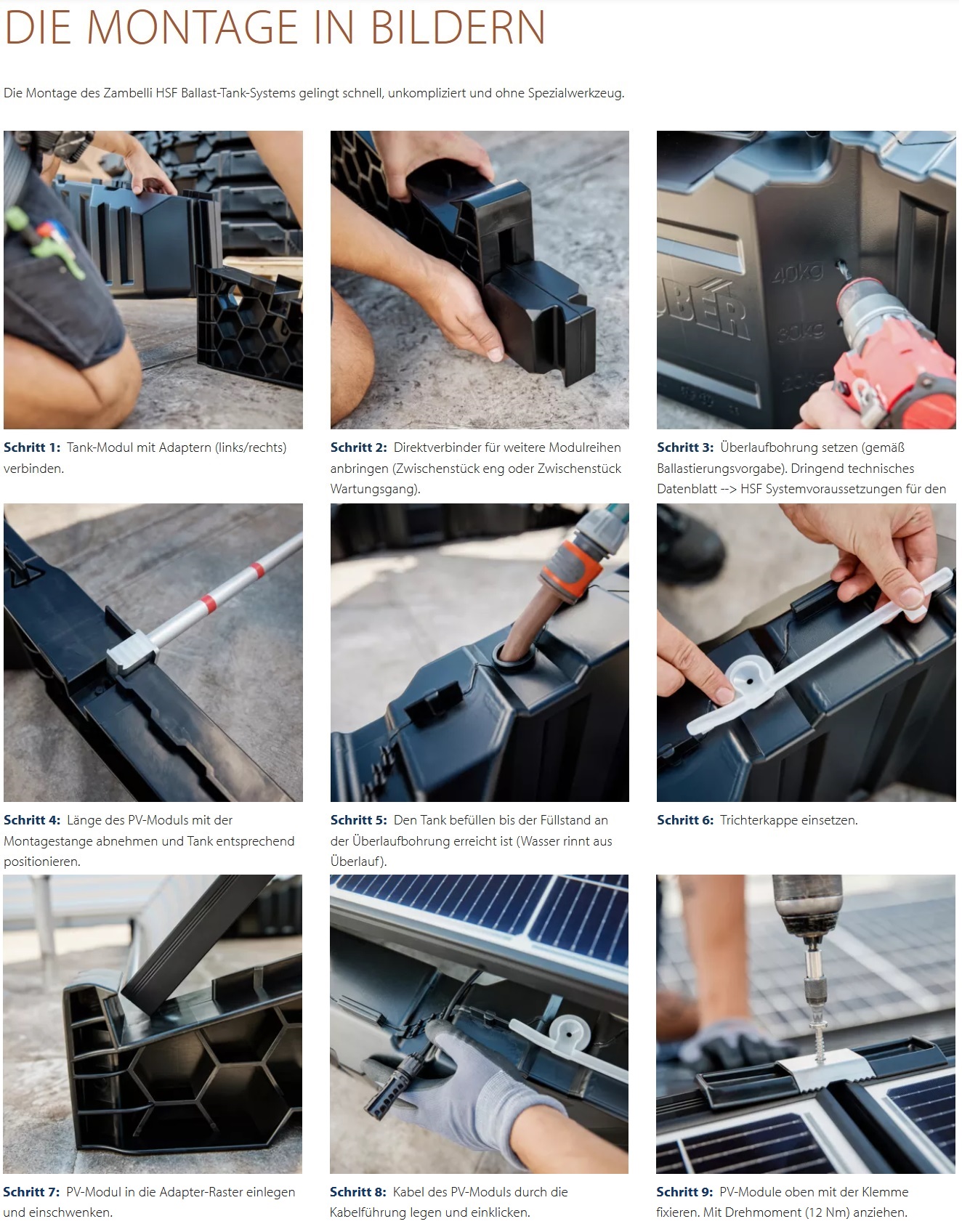 Zambelli HSF Ballast-Tank PV Aufständerung Solar Flachdachhalterung