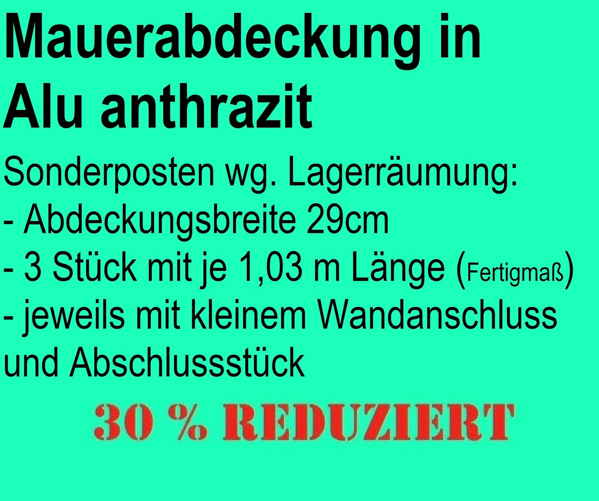 Restposten Mauerabdeckung Aluminium anthrazit, Sondermaß