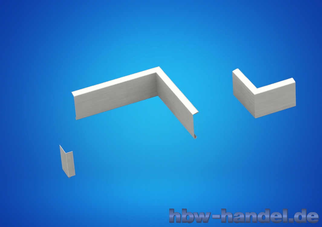 Ecklösungen sowie Endstück für Blende mit stranggepresster Kappleiste Ecklösungen sowie Endstück für Blende mit stranggepresster Kappleiste