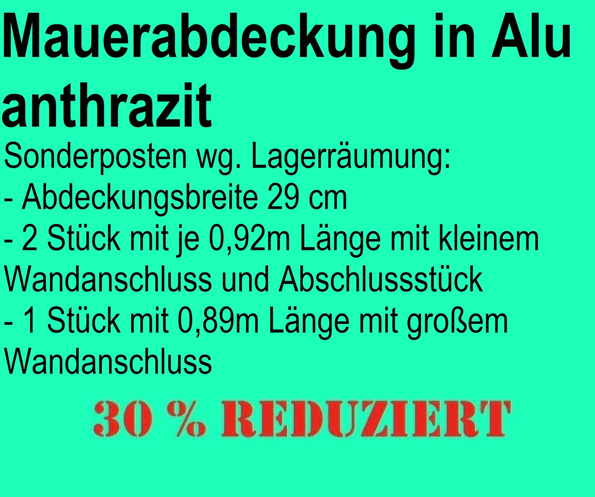 Restposten Mauerabdeckung Aluminium anthrazit, Sondermaß